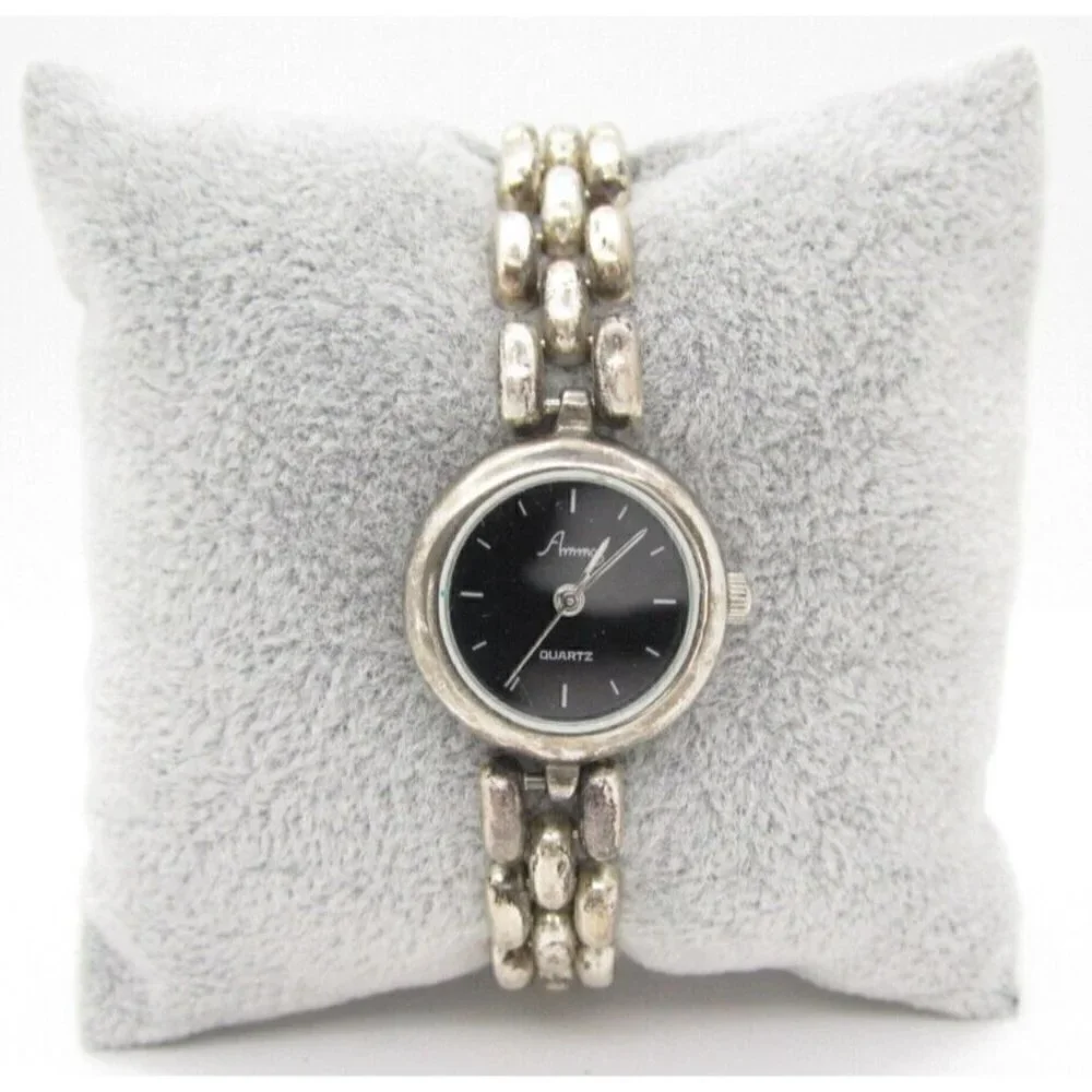 Women Ammos 925 Sterling Sliver Quartz WR Analog 23mm Round Watch (F837)